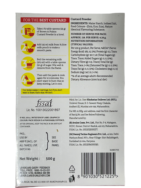 BROWN & POLSON - CUSTARD POWDER ( VANILLA ) - 500GM
