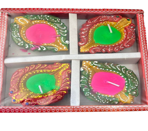 4Pc Deco Diya With Wax