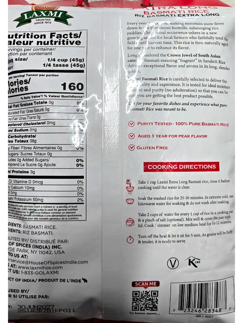LAXMI EX LONG BASMATI RICE10LB