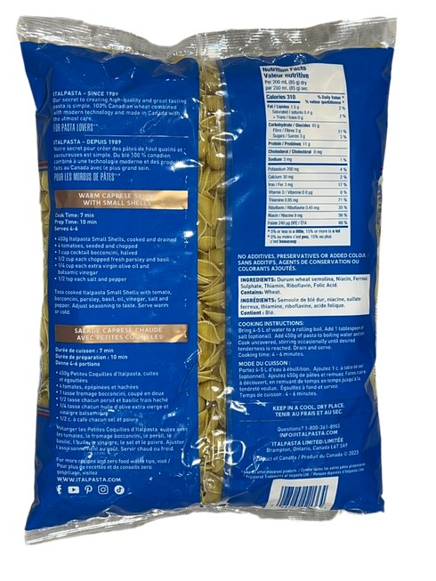 ITALPASTA - SMALL SHELLS - 900GM
