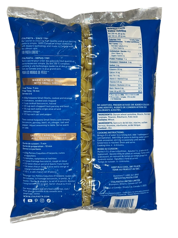 ITALPASTA - SMALL SHELLS - 900GM