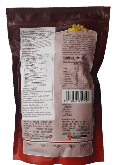 JABSONS - TIKKA MASALA COATED PEANUTS - 400GM