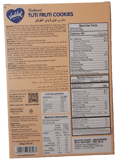 VADILAL - TUTI FRUTI - 200GM