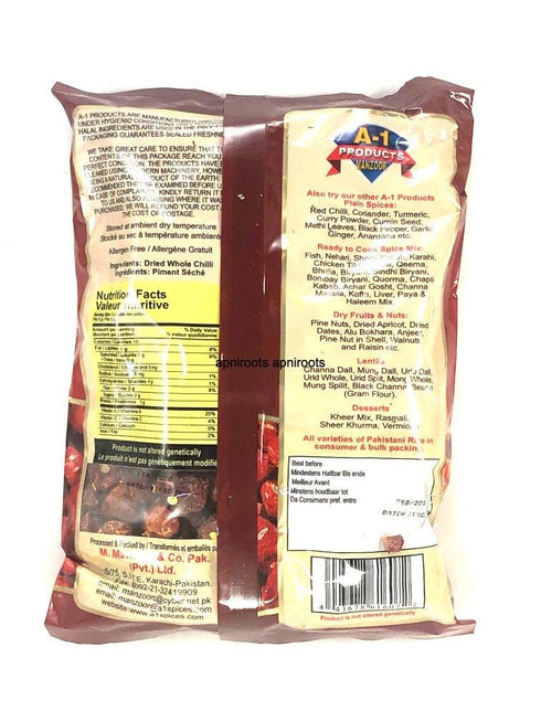 A1 ROUND RED CHILLI WHOLE200G - apniroots Grocery