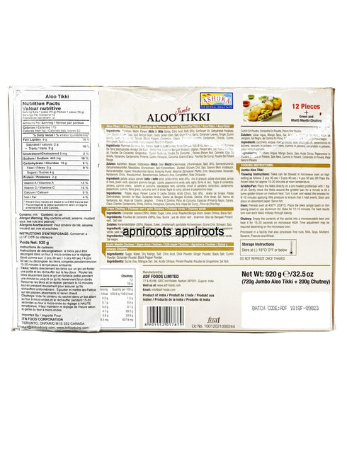 ASHOKA JUMBO ALOOTIKKI 920GM - apniroots Grocery