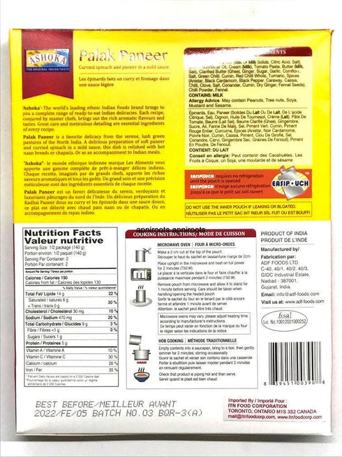 ASHOKA PALAK PANEER 280GM - apniroots Grocery