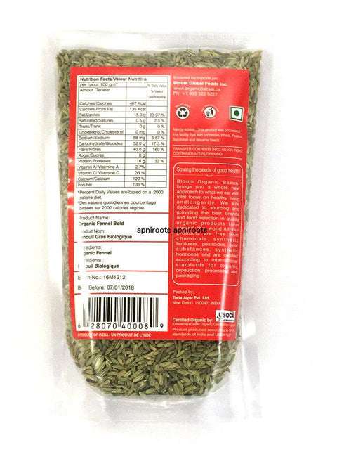 Bloom Organic Bazaar - Fennel Bold - 200gm - apniroots Grocery