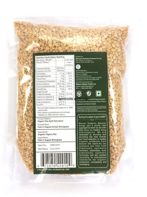 Bloom Organic Bazaar - Toor Dal - 908gm - apniroots Grocery