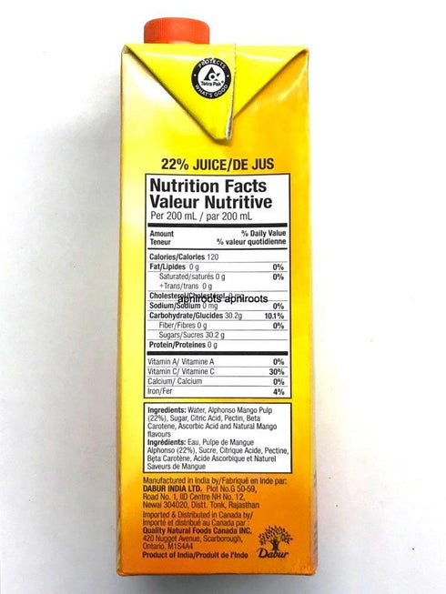 DABUR ALPHONSO MANGO 1LT - apniroots Grocery