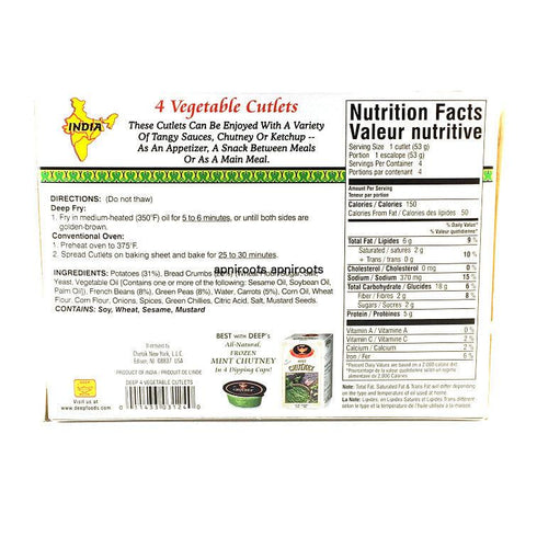 Deep - 4 Vegetable Cutlets - 213gm - apniroots Grocery