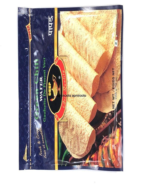 DEEP GREEN CHILI WAFER PAPAD - apniroots Grocery
