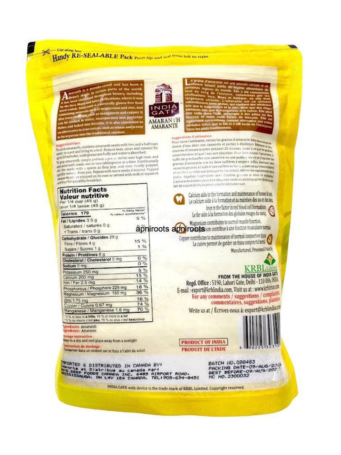 INDIA GATE AMARANTH 1LBS - apniroots Grocery