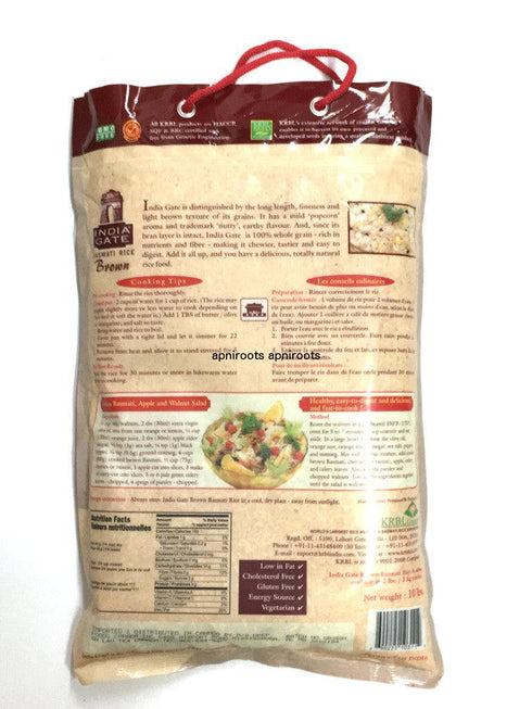 India Gate - Brown Basmati Rice - 10lb - apniroots Grocery