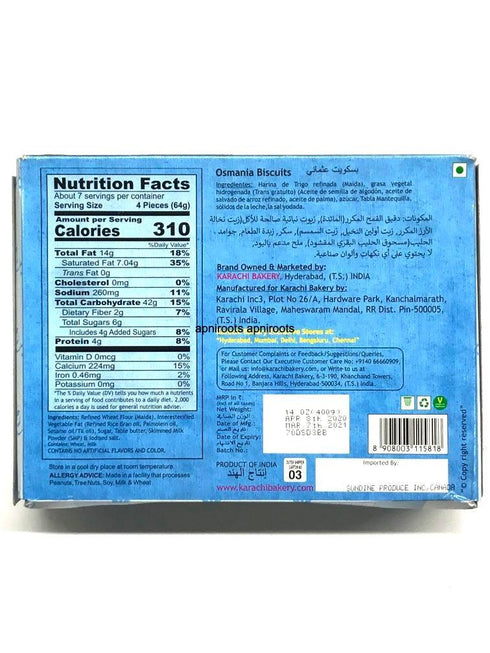 KARACHI OSMANIA COOKIES 400GM - apniroots Grocery