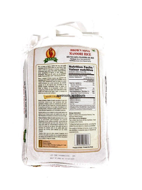LAXMI BROWN SONA MASO0RI RICE 10LB - apniroots Grocery