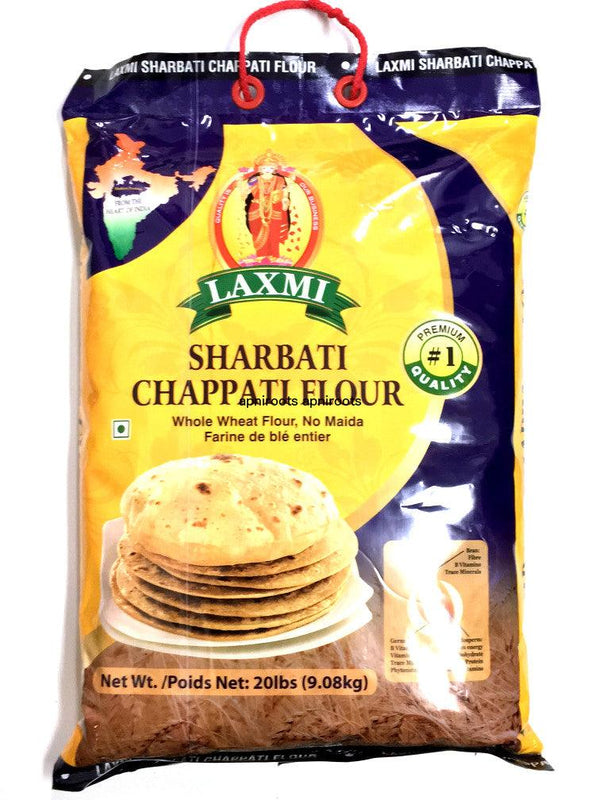 Laxmi - Sharbati Chappati Flour - Whole Wheat Flour No Maida atta- 20lb - apniroots Grocery