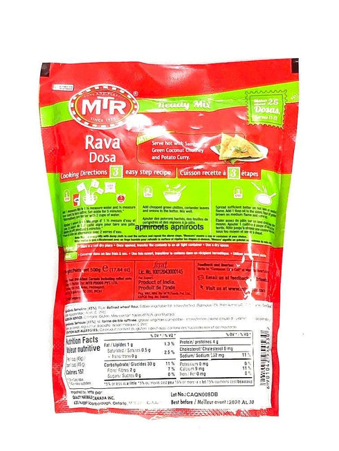 MTR RAVA DOSA MIX500G - apniroots Grocery