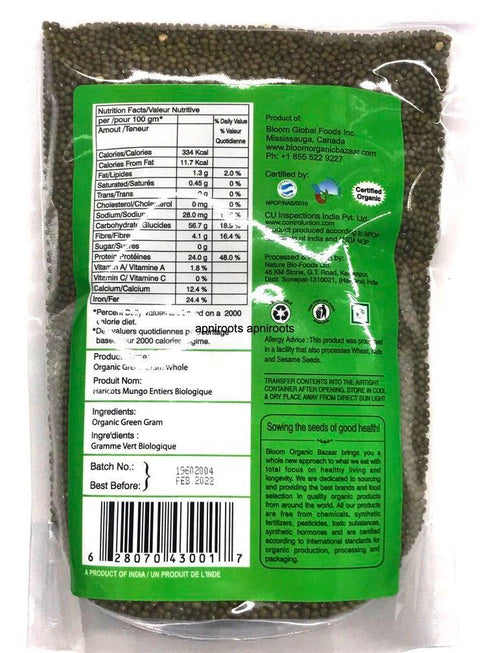 ORGANIC MUNG DALWHOLE1.5KG - apniroots Grocery