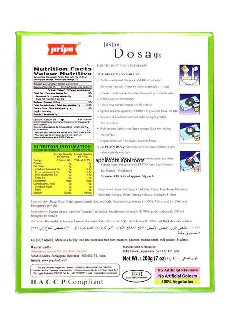 Priya - Instant Dosa Mix - 200gm - apniroots Grocery