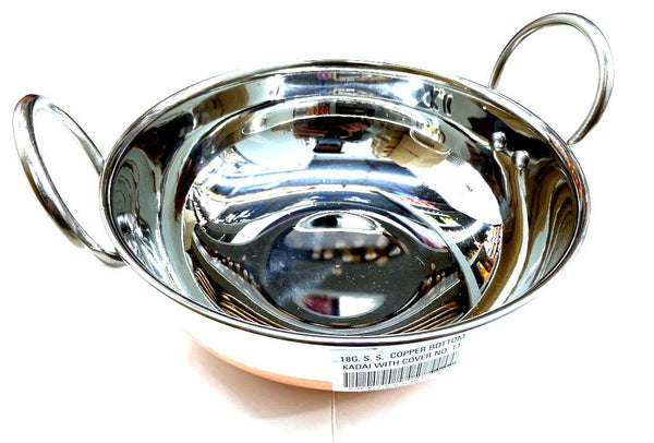 S Steel Karahi Copper Bottom No11 -11 inch - apniroots Grocery