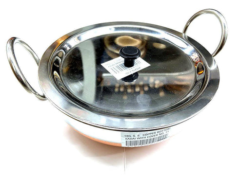 S Steel Karahi Copper Bottom No11 -11 inch - apniroots Grocery