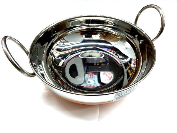 S Steel Karahi Copper Bottom No13 -10 inch - apniroots Grocery