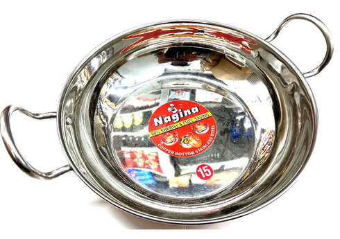 S Steel Karahi Copper Bottom No15- 13 or 14 Inch - apniroots Grocery