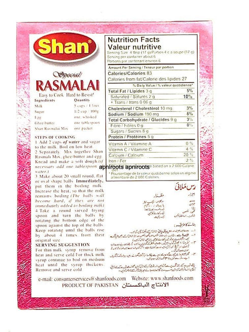 SHAN RASMALAI MIX 100G - apniroots Grocery