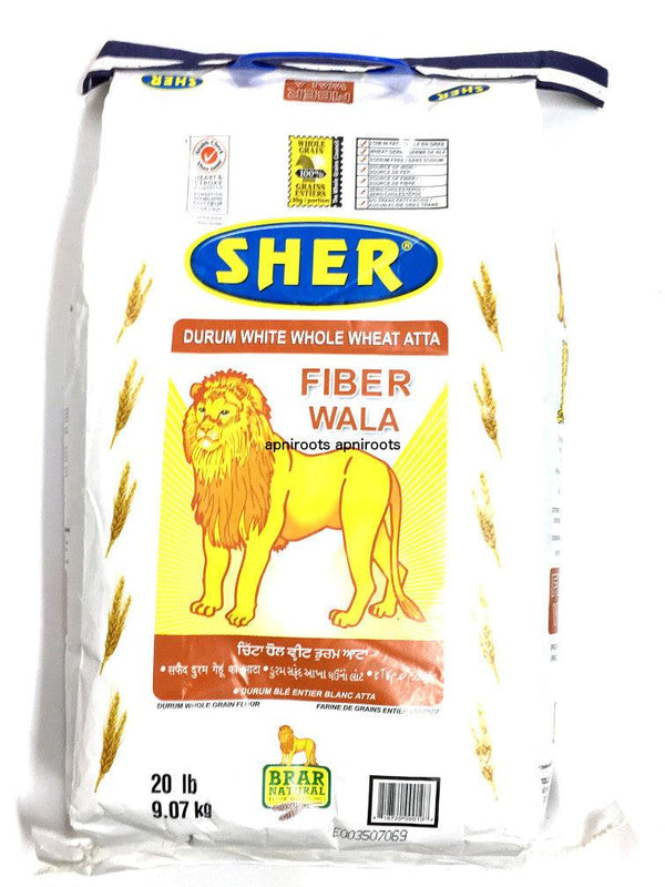 Sher - Durum White Whole Wheat Atta - 20lb - apniroots Grocery