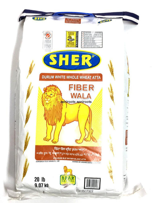 Sher - Durum White Whole Wheat Atta - 20lb - apniroots Grocery