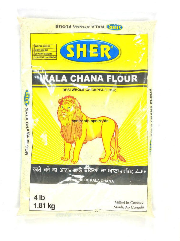 Sher - Kala Chana Flour Desi Whole Chicpea Flour - 4lb - apniroots Grocery