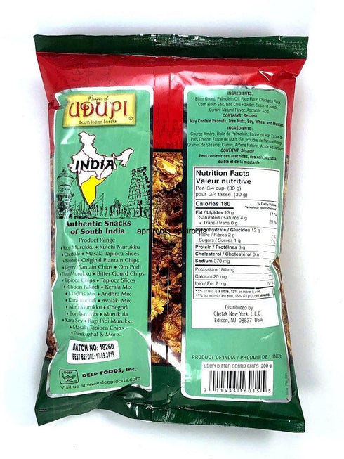 UDUPI BITTER GOURD CHPS 200GM - apniroots Grocery
