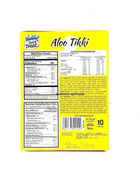 VADILAL ALOO TIKKI 400GR - apniroots Grocery