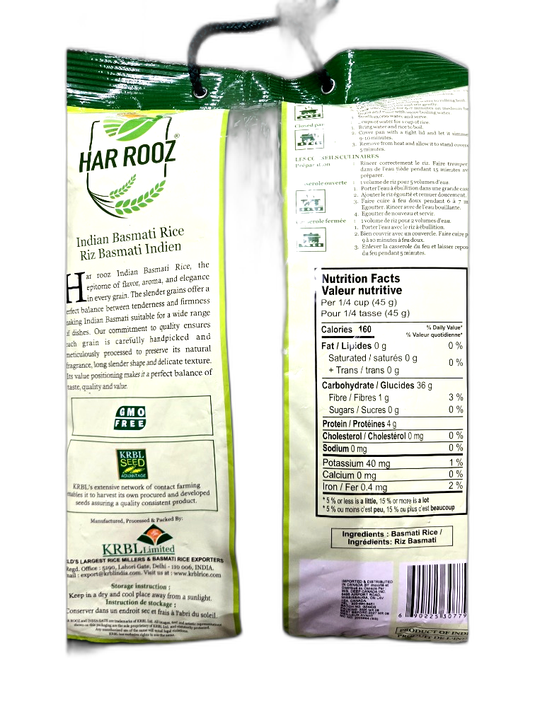 Har Rooz IG31L-INDIAGATE RICE-I.G HAR ROOZ BASMATI RICE 8 LB by at apniroots ...